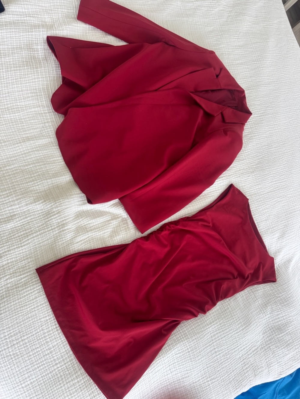 Cupshe Red Two-Piece Mini Skirt and Blazer Set